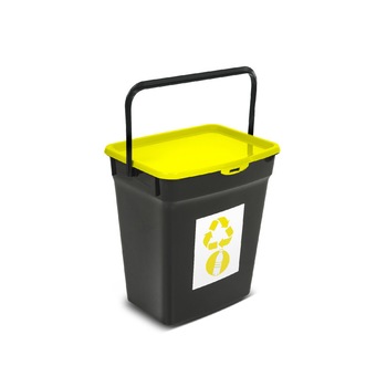 Cos de reciclare pentru separarea deseurilor 10 L, negru cu galben Cos de reciclare pentru separarea deseurilor 10 L, negru cu galben