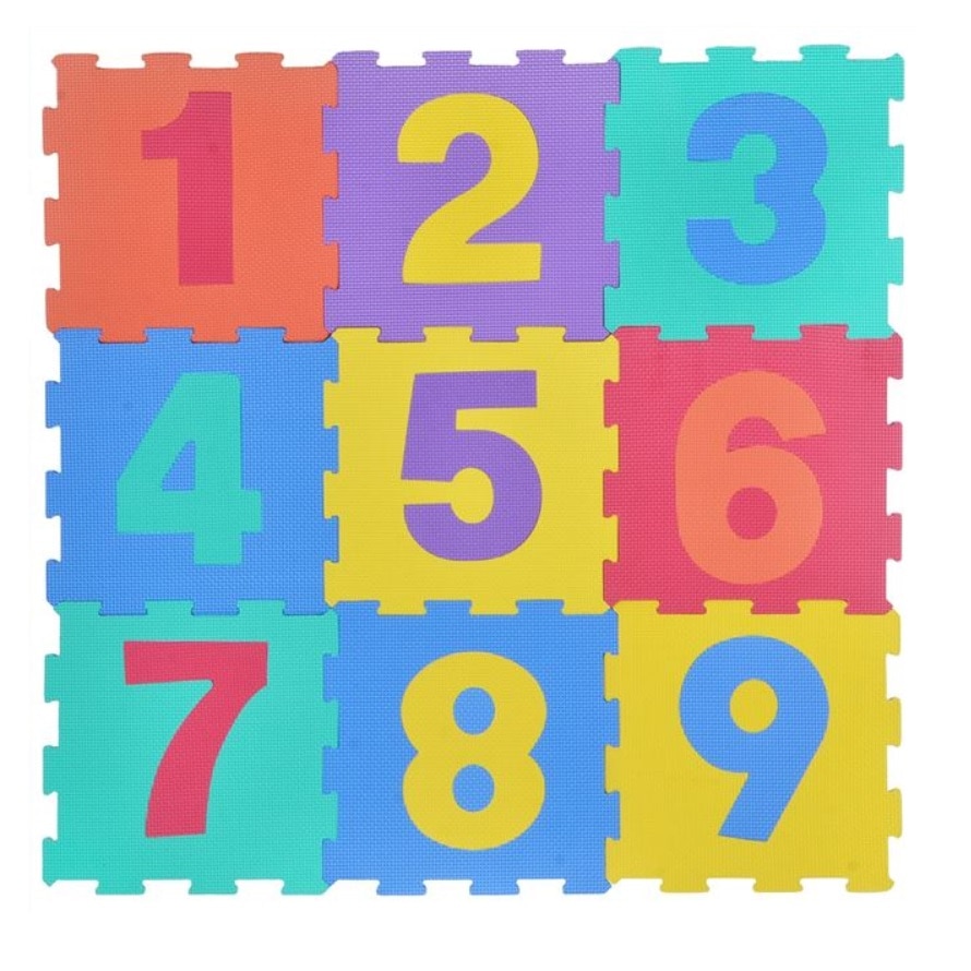 Literature casual revenge Covoras tip puzzle pentru podea cu cifre, suprafata 0.86 m patrati,  multicolor, 9 buc - eMAG.ro