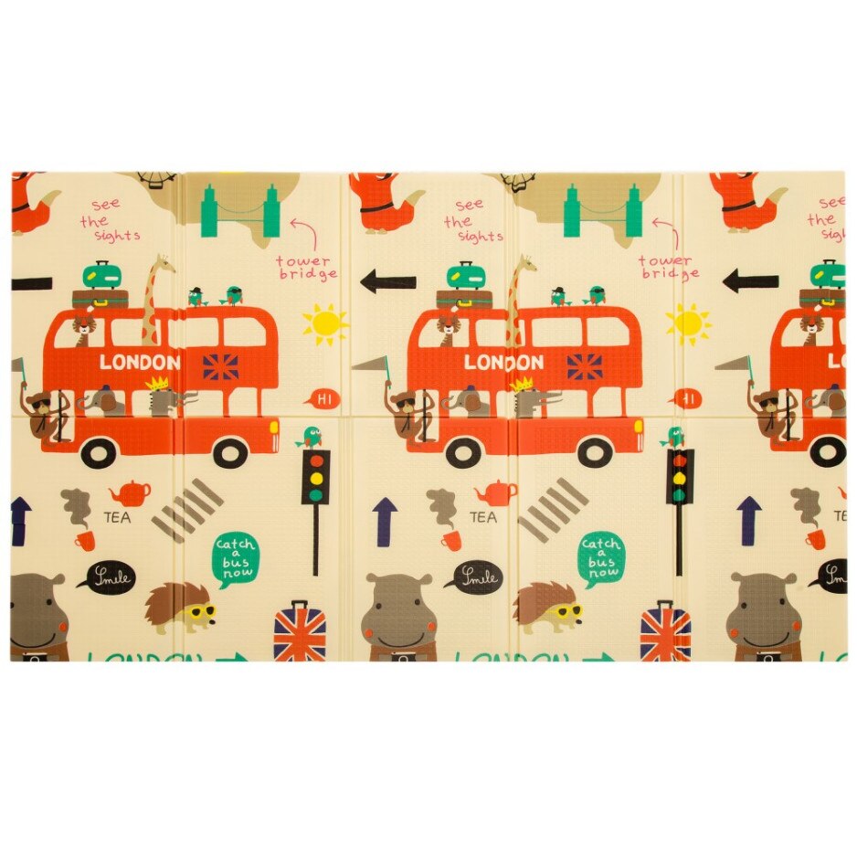 Covoras de joaca Termic London SOLTOY®, Pliabil, Antiderapant, Educativ si Interactiv cu doua fete extra gros, protectie impotriva loviturilor, dimensiune 200 x 150 cm x 1 cm