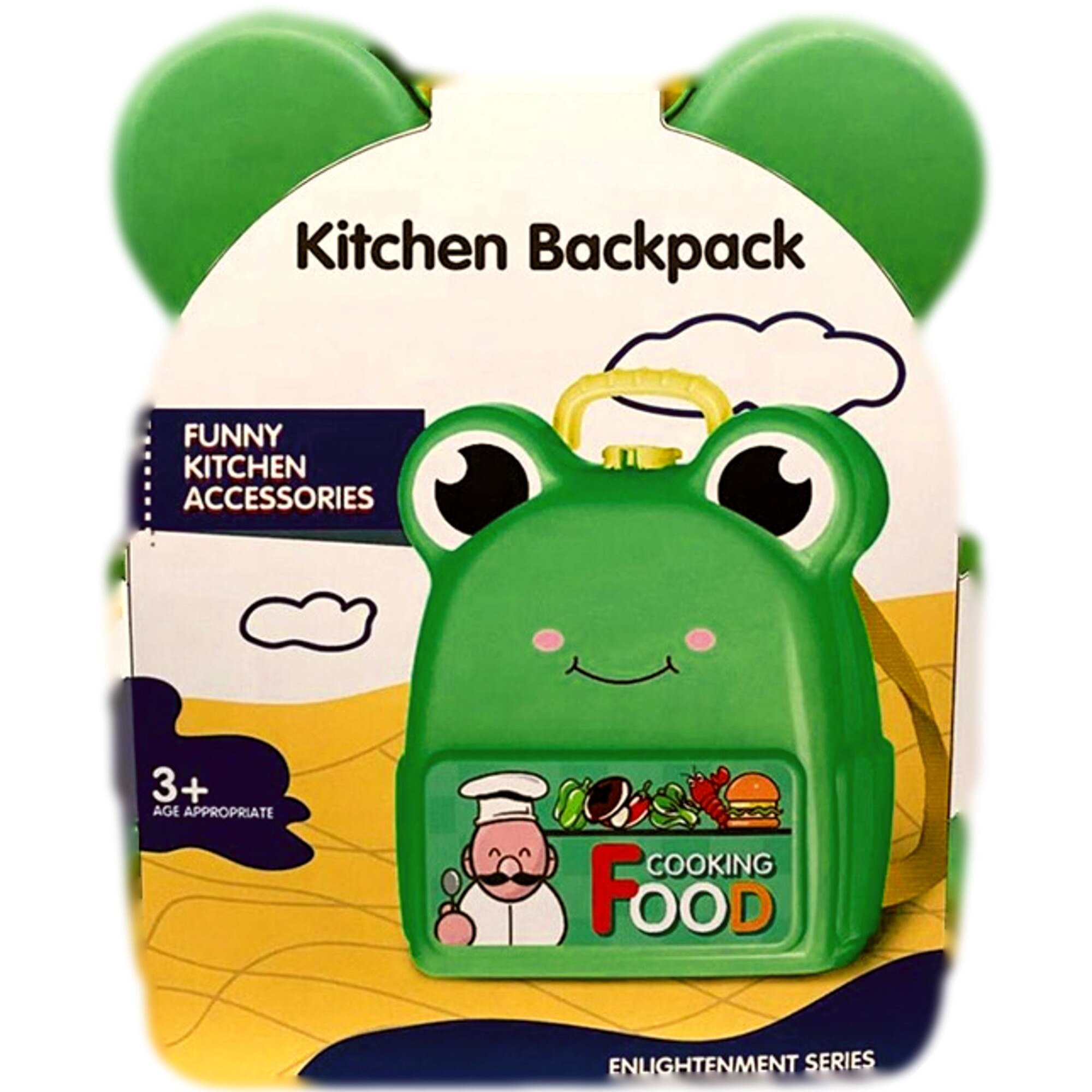 Set joaca rol, Bucatarie tip Ghiozdan, forma broscuta, accesorii incluse, Verde