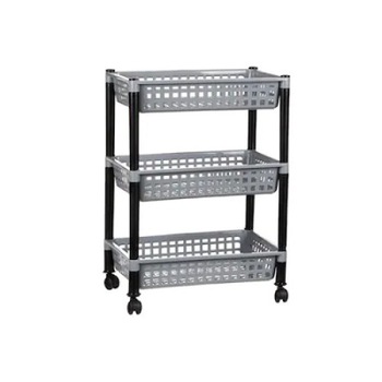 Mini etajera cu 3 rafturi si roti, 34x20x40 cm, gri Mini etajera cu 3 rafturi si roti, 34x20x40 cm, gri