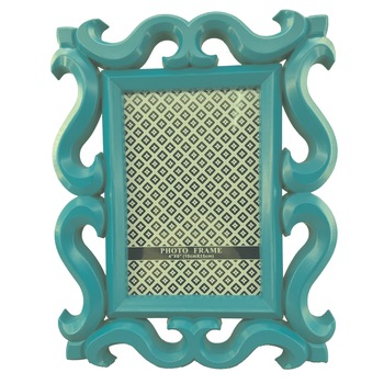 Rama foto plastic, de birou, model baroc, 10x15cm, turcoaz, 24-3/9 Rama foto plastic, de birou, model baroc, 10x15cm, turcoaz, 24-3/9