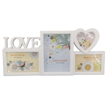 Rama foto multipla de plastic, de perete, alb, 6-1/10 Rama foto multipla de plastic, de perete, alb, 6-1/10