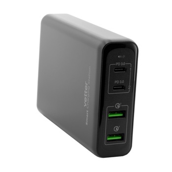 Incarcator Universal Vetter Fast Charger 2 X PD USB-C UP TO 100W 2 X QUICK CHARGE 3.0 Incarcator Universal Vetter Fast Charger 2 X PD USB-C UP TO 100W 2 X QUICK CHARGE 3.0