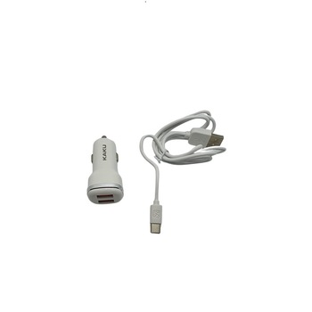 Incarcator auto Fast Charge, 2 x USB, cablu usb - Type C, 2.4 A de culoare alba Incarcator auto Fast Charge, 2 x USB, cablu usb - Type C, 2.4 A de culoare alba