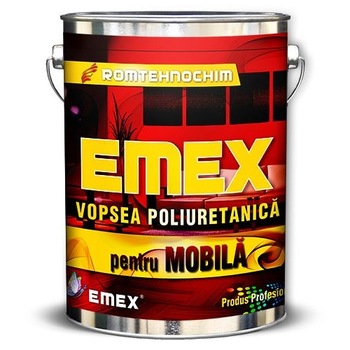 Vopsea Poliuretanica pentru Mobila “EMEX”, Albastru, Bidon 4 KG, Intaritor inclus Vopsea Poliuretanica pentru Mobila “EMEX”, Albastru, Bidon 4 KG, Intaritor inclus