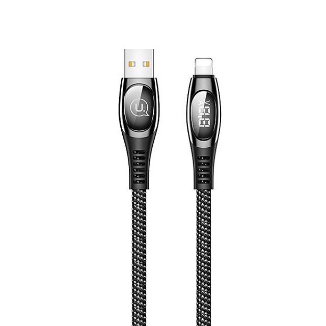Cablu de date USB LIGHTNING LED 2A 1.2M USAMS U36 Negru