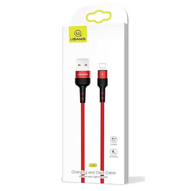Cablu de date USB LIGHTNING 2A 2M USAMS Rosu