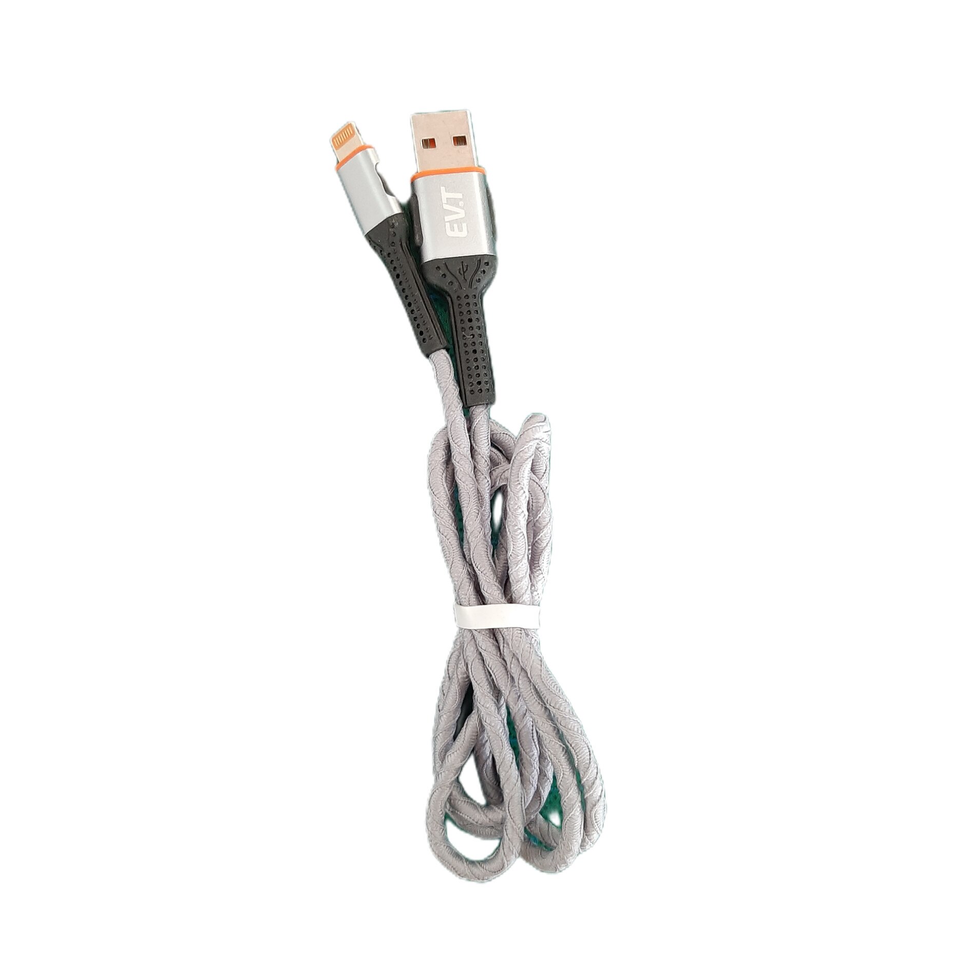 Cablu de incarcare rapida si transfer de date, 1m, Lightning, EVTrend® Premium, pentru telefon sau tableta Apple, conector USB, conector Lightning, Gri