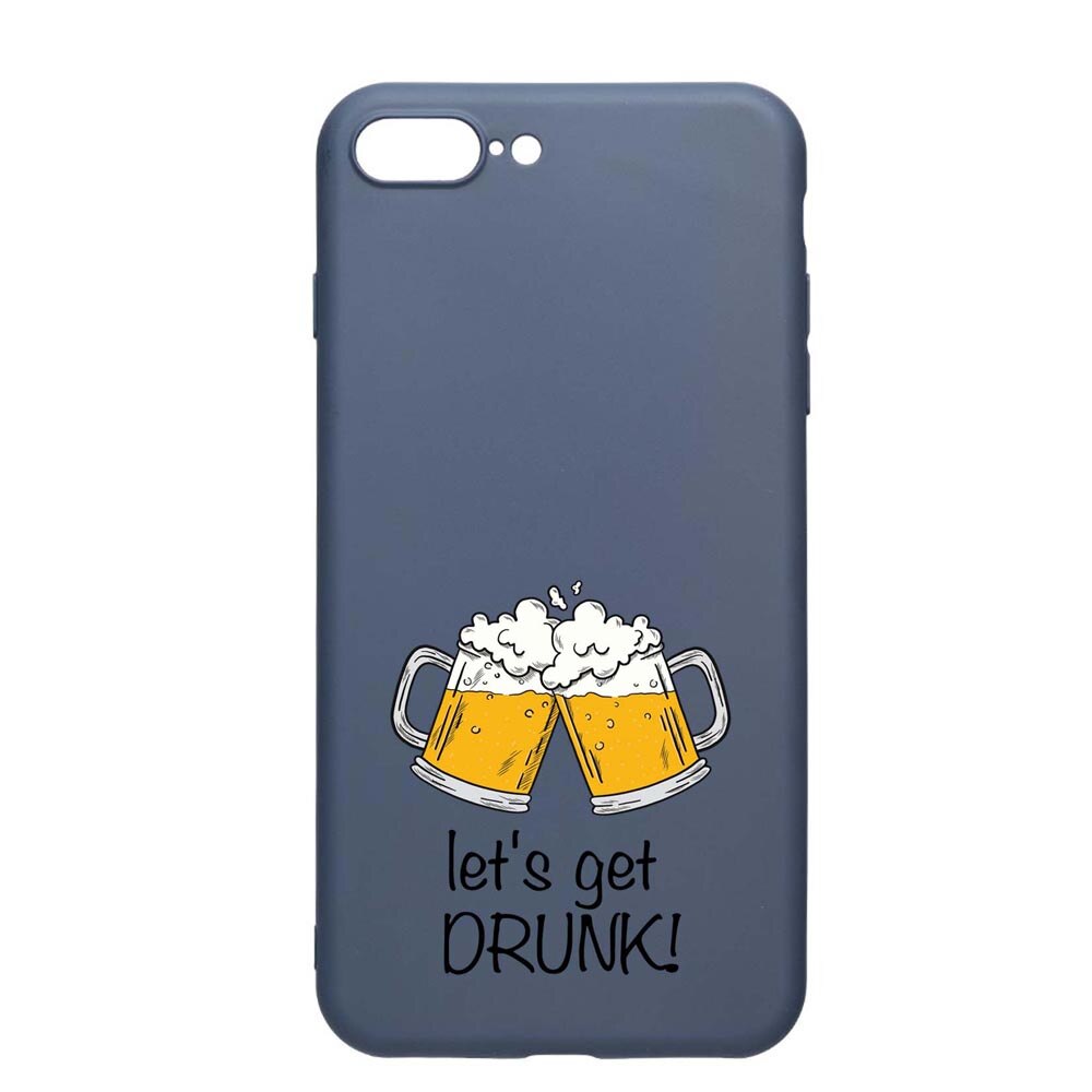 Husa Apple iPhone 8 Plus / 7 Plus, Let's Get Drunk, rezistenta la uzura, anti-alunecare, din silicon Premium, AlaskanBlue, AB170
