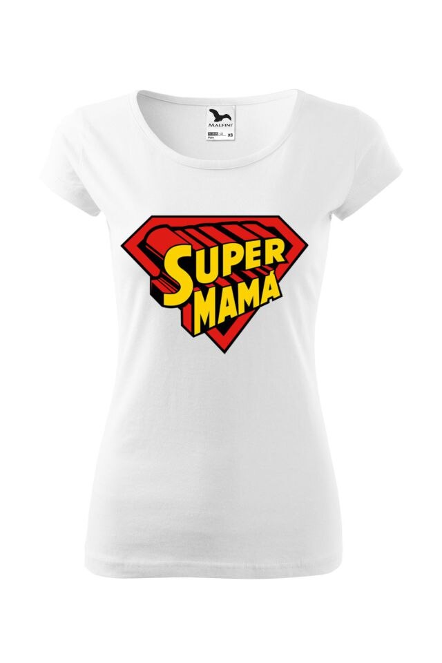 Tricou femei personalizat Super mama, Adler, Alb