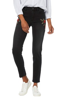 Blugi dama Find, negri, W32/L32, cu broderie florala Blugi dama Find, negri, W32/L32, cu broderie florala