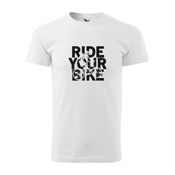 Tricou alb barbati, idee de cadou, pentru biciclisti, Ride Your Bike, marime M Tricou alb barbati, idee de cadou, pentru biciclisti, Ride Your Bike, marime M