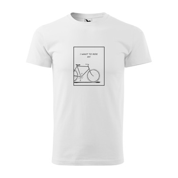 Tricou alb barbati, idee de cadou, pentru biciclisti, I Want to Ride my Bike, marime XL Tricou alb barbati, idee de cadou, pentru biciclisti, I Want to Ride my Bike, marime XL