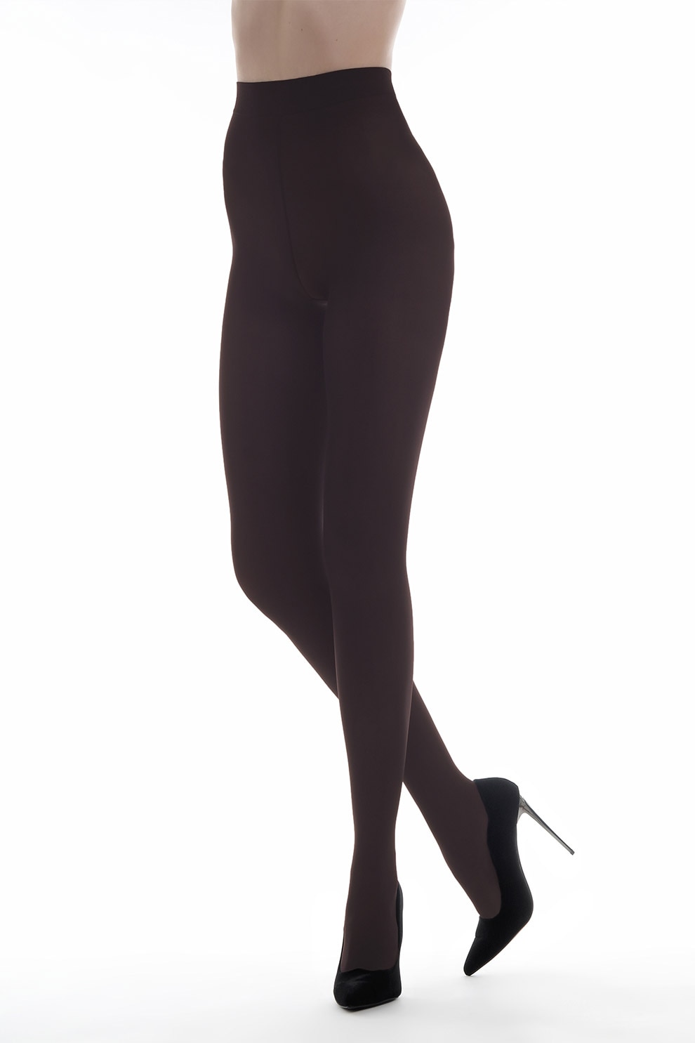 Laura Baldini, Dres din microfibra cu model uni Kashmir - 70 DEN, Maro inchis