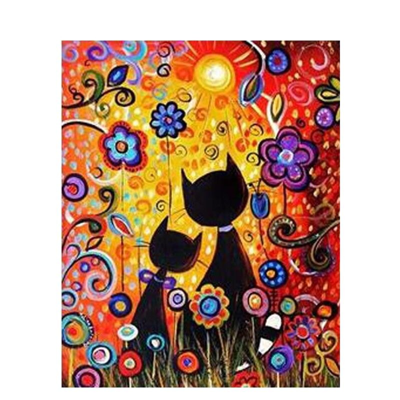 Set creativ pictura pe numere - Pisici in noapte, cu sasiu, 40x50cm