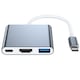 EVTrend адаптер, 3 в 1, USB-C към USB, HDMI, USB-C, модел HC-04B, сив