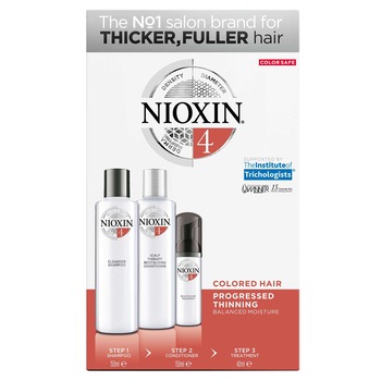 Kit impotriva caderii parului Nioxin System 4: Sampon, 150 ml + Balsam, 150 ml + Tratament, 40 ml Kit impotriva caderii parului Nioxin System 4: Sampon, 150 ml + Balsam, 150 ml + Tratament, 40 ml
