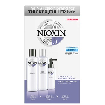 Kit impotriva caderii parului Nioxin System 5: Sampon, 300 ml + Balsam, 300 ml + Tratament leave-in, 100 ml Kit impotriva caderii parului Nioxin System 5: Sampon, 300 ml + Balsam, 300 ml + Tratament leave-in, 100 ml