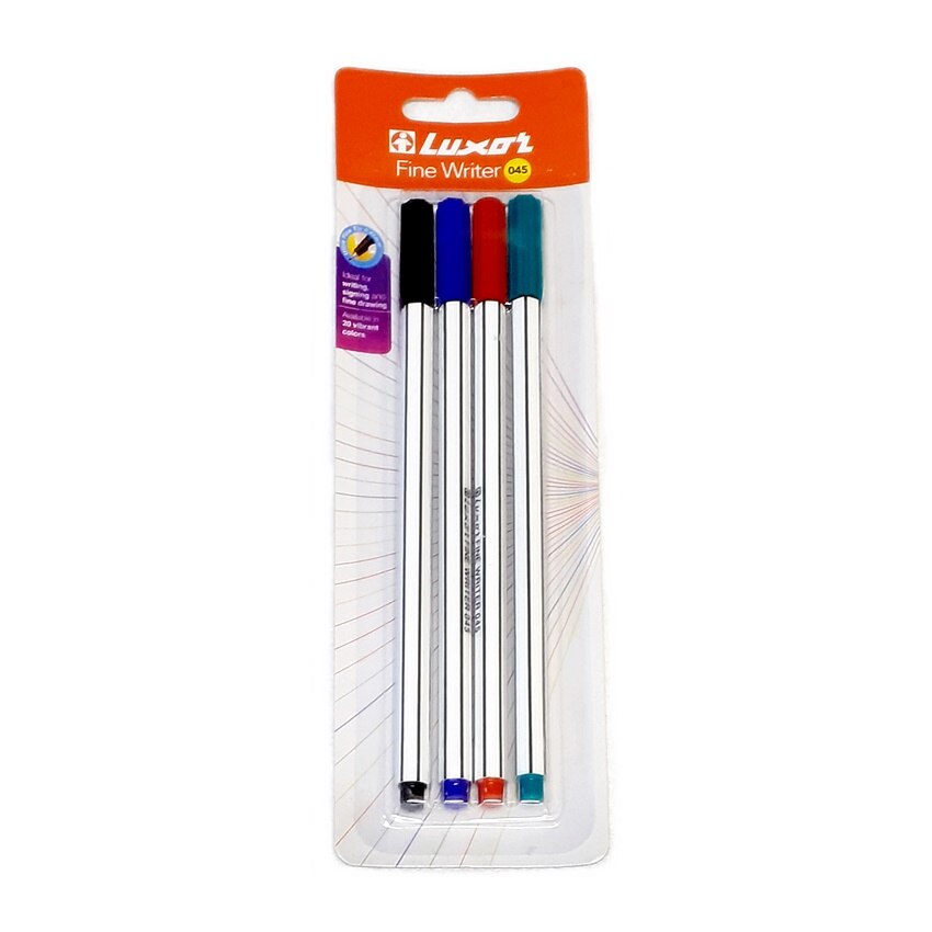 Set 4 culori fineliner Luxor Fine Writer 0.45 mm