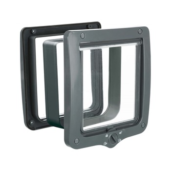 Usa de acces pentru pisici cu 4 cai XXL cu tunel TRIXIE, Plastic, 24 x 28 cm, Gri Usa de acces pentru pisici cu 4 cai XXL cu tunel TRIXIE, Plastic, 24 x 28 cm, Gri