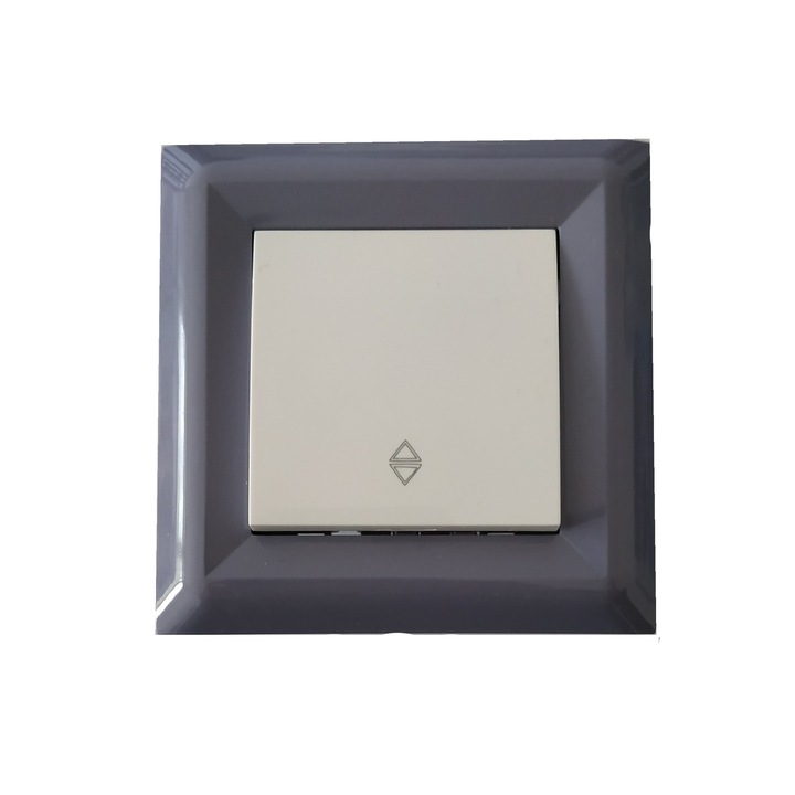 Intrerupator simplu cap-scara LB Light Softline alb, cu rama violet