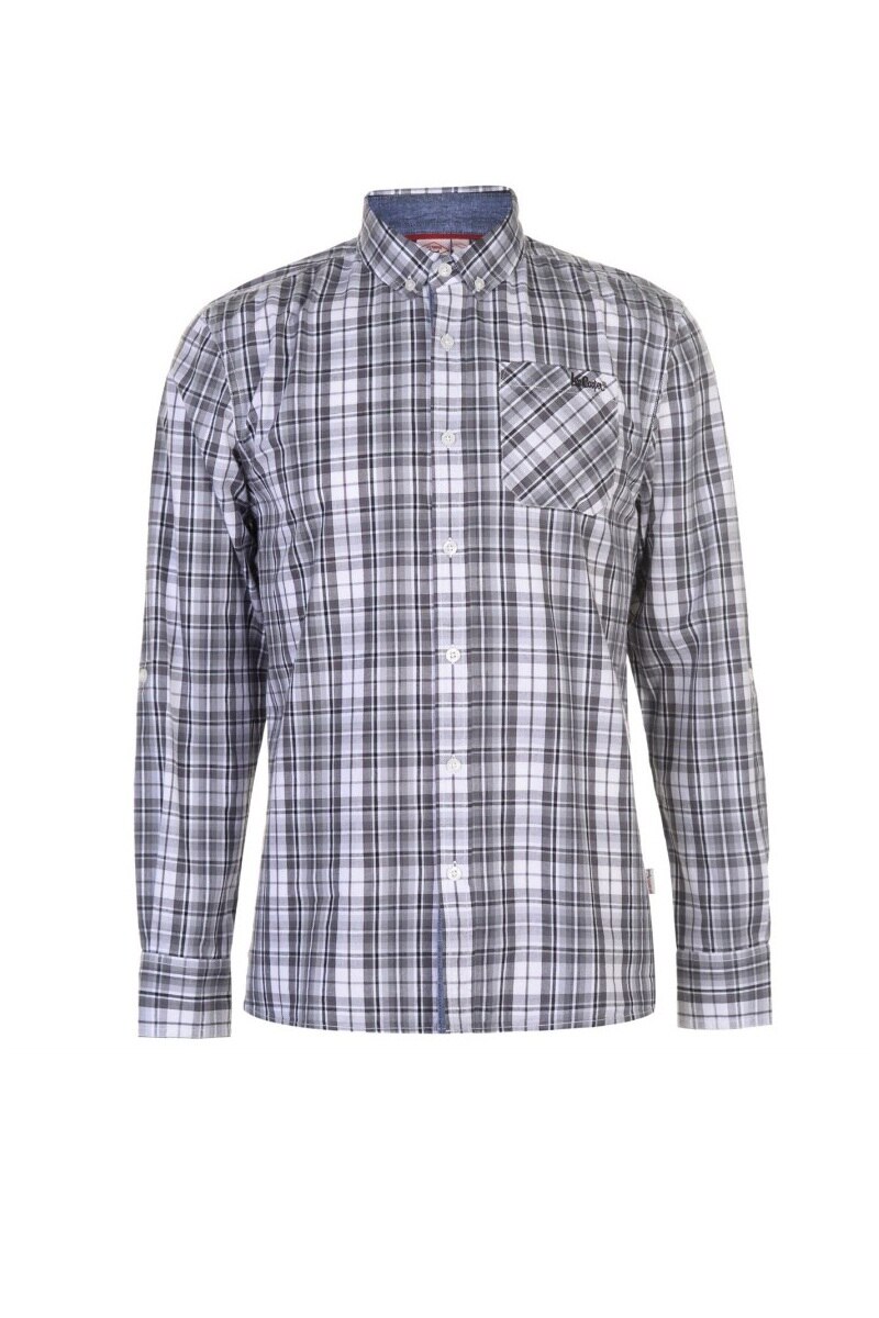 Camasa Lee Cooper LS Check, Bumbac, Negru/Alb, XL