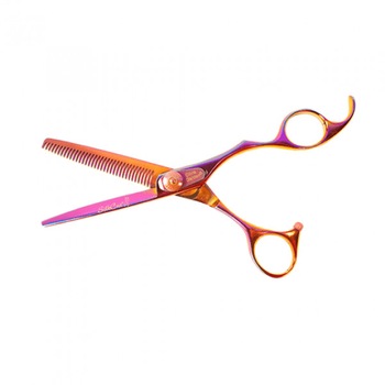 Foarfeca de filat profesionala, cu dintii in spate, 6.35 inch, Olivia Garden SilkCut Rainbow Foarfeca de filat profesionala, cu dintii in spate, 6.35 inch, Olivia Garden SilkCut Rainbow