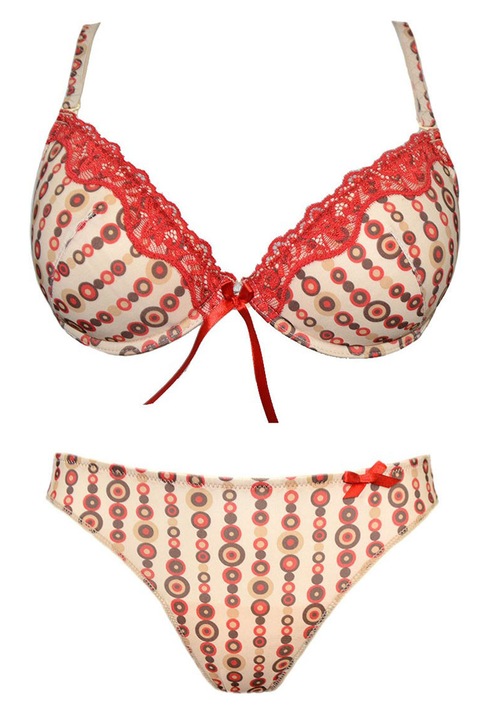 Női szett VENERASTYLE Olivia, bézs/piros, 80B