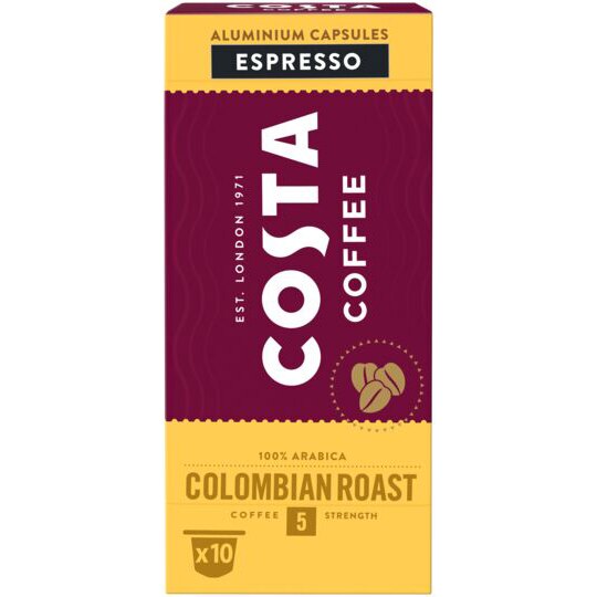 Capsule cafea Costa Colombia Espresso, compatibil Nespresso, 10 capsule, 57g