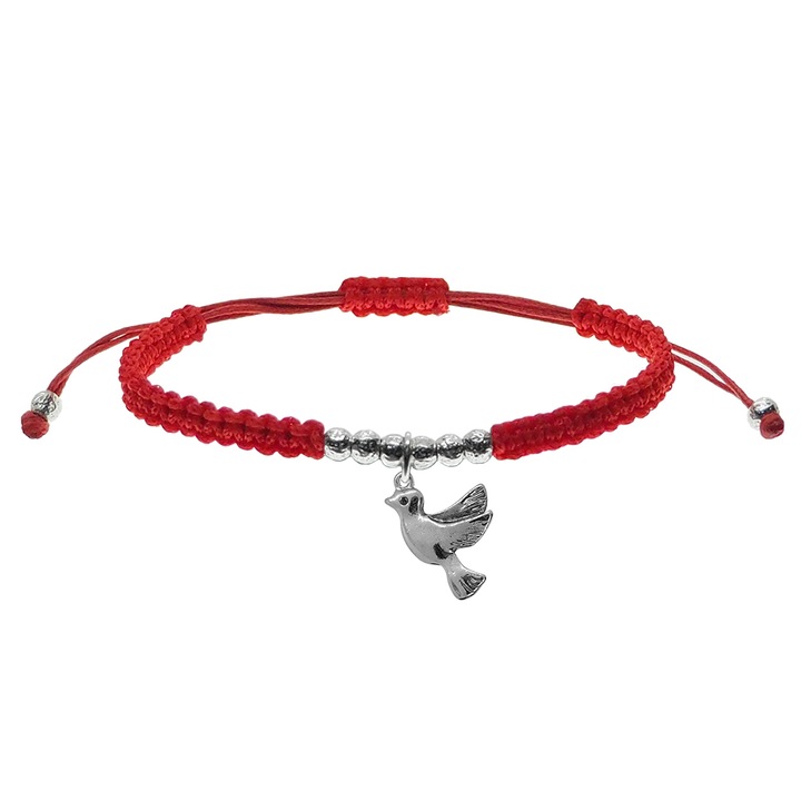 Kézzel szőtt piros zsinór karkötő személyre szabott galamb ezüst 9689320 Dras 6629