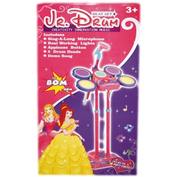 Set Tobe electronice pentru copii cu microfon, cu lumini si sunete, roz Set Tobe electronice pentru copii cu microfon, cu lumini si sunete, roz