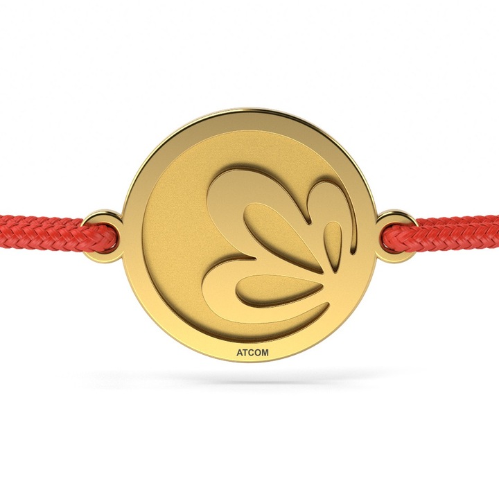 Bratara din aur galben model Floare de lotus gravata