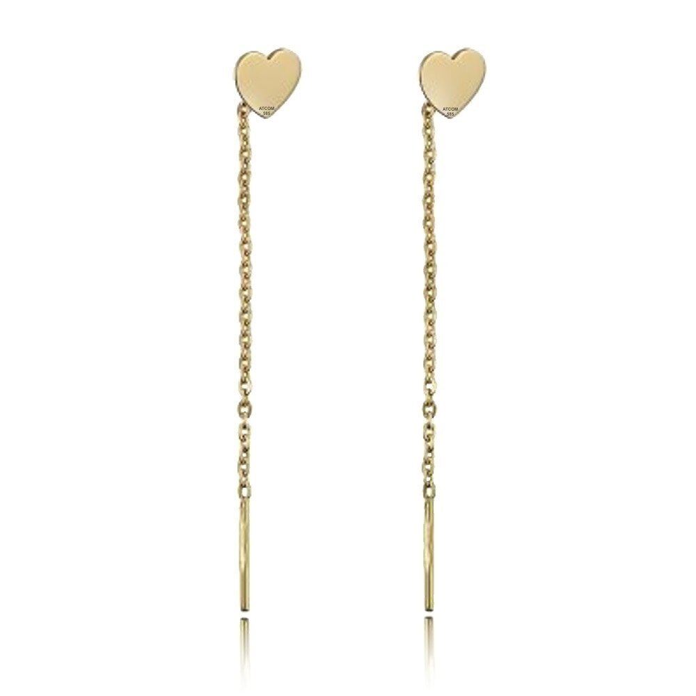 Cercei inimoara cu lantisor din aur galben