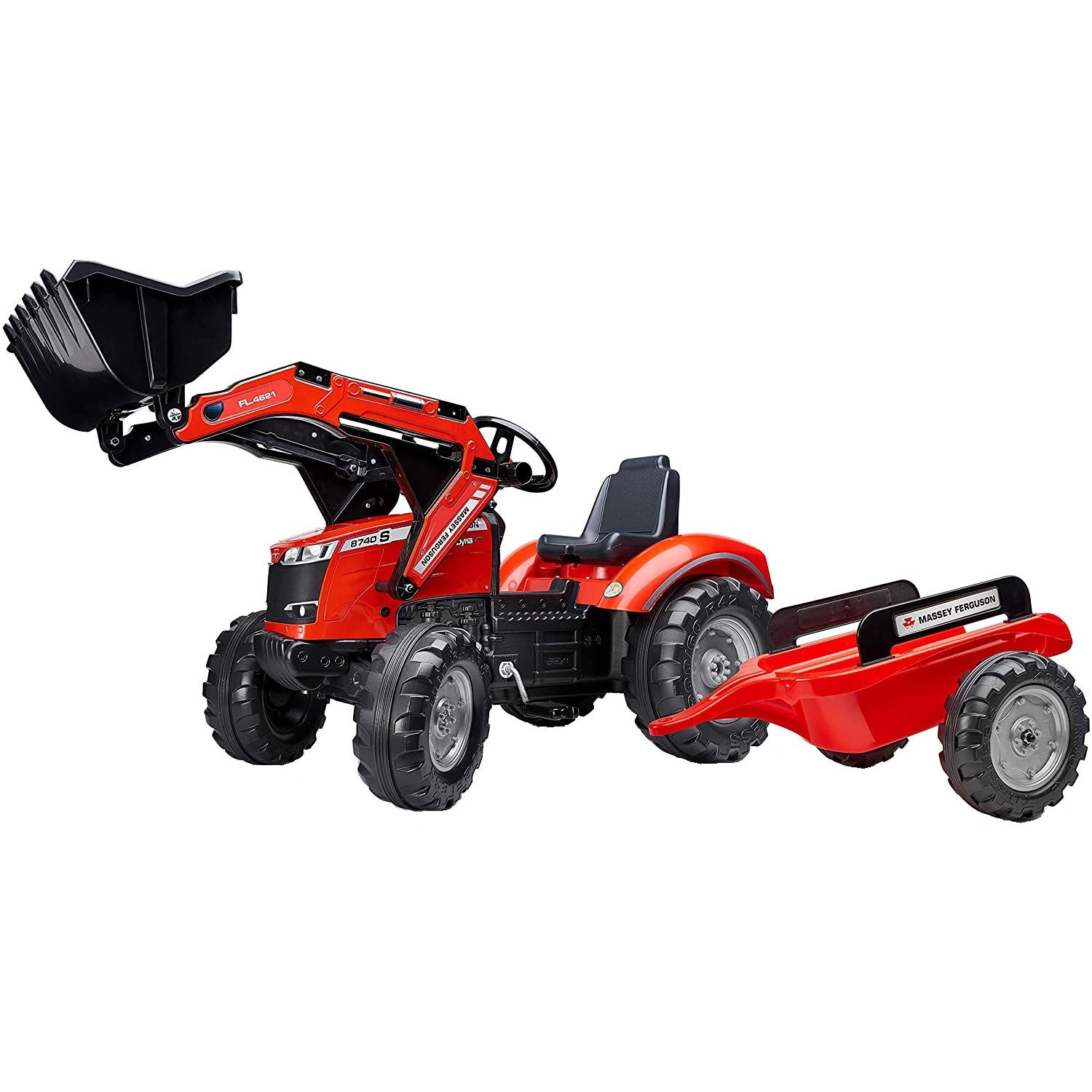 Tractor pentru copii Falk 4010AM, cu Remorca si Incarcator frontal, rosu
