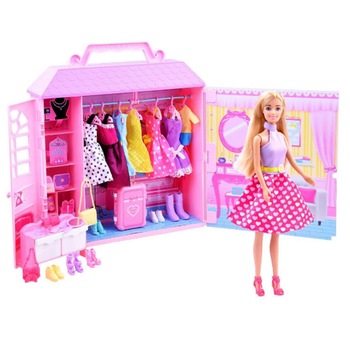 Dressing cu haine pentru copii idealSTORE, Dimensiuni pachet 47 x 40 x 13, Include casa, papusa, valiza, comoda, rochii, ochelari, acceosrii pentru par, Ideala pentru micutele pasionate de Hairstylist Dressing cu haine pentru copii idealSTORE, Dimensiuni pachet 47 x 40 x 13, Include casa, papusa, valiza, comoda, rochii, ochelari, acceosrii pentru par, Ideala pentru micutele pasionate de Hairstylist