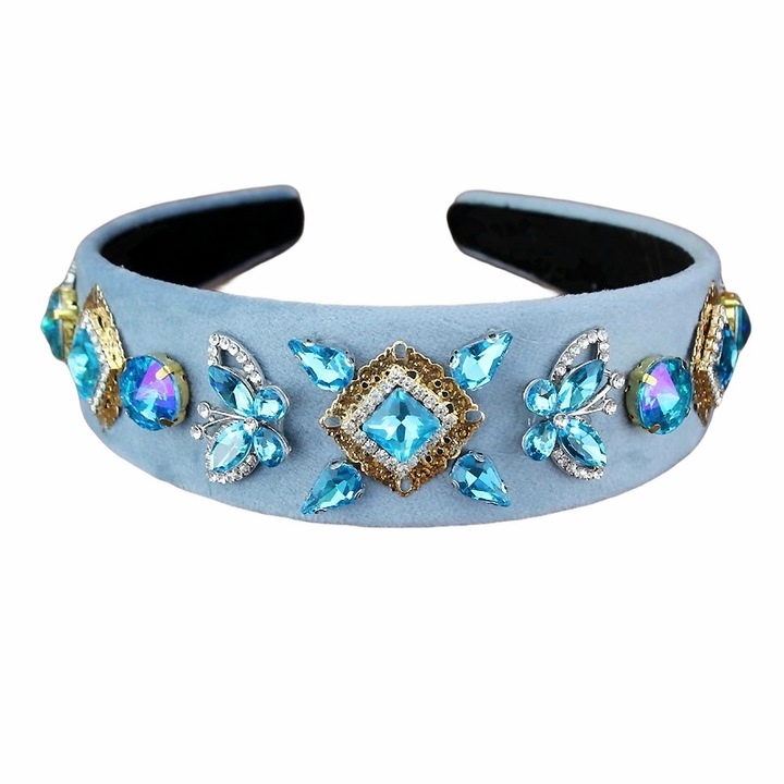 Bentita cu pietre bleu Jobina, Textil, Pursehuit