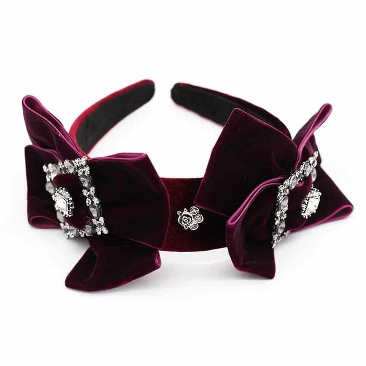 Bentita visinie, cu funde si pietre, Majnor C1, Textil, Pursehuit