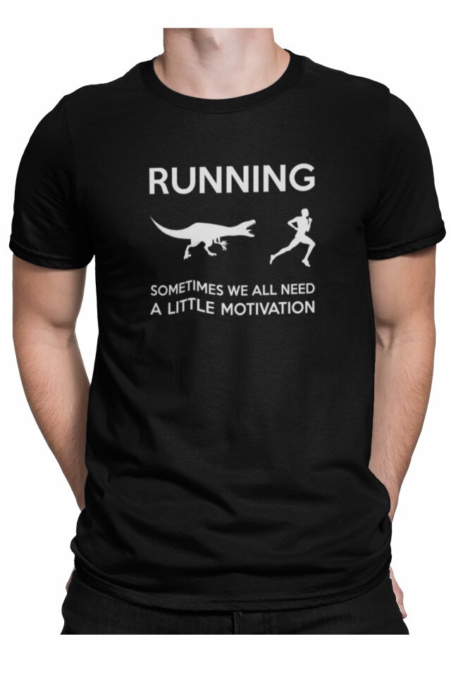 Tricou personalizat pentru baieti cu mesaj motivational alergare - cateodata, cu totii avem nevoie de o mica motivatie, Priti Global, cadou aniversare prieten, Negru, 2XL, Negru