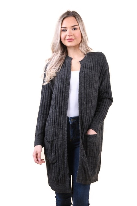 Only Hosszú kardigán, sötétszürke melange színű, M, 38 EU méret