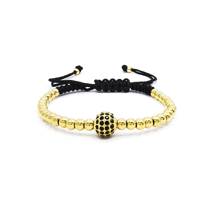 Bratara otel inox cu snur culisant, PersonalStyle, auriu, negru