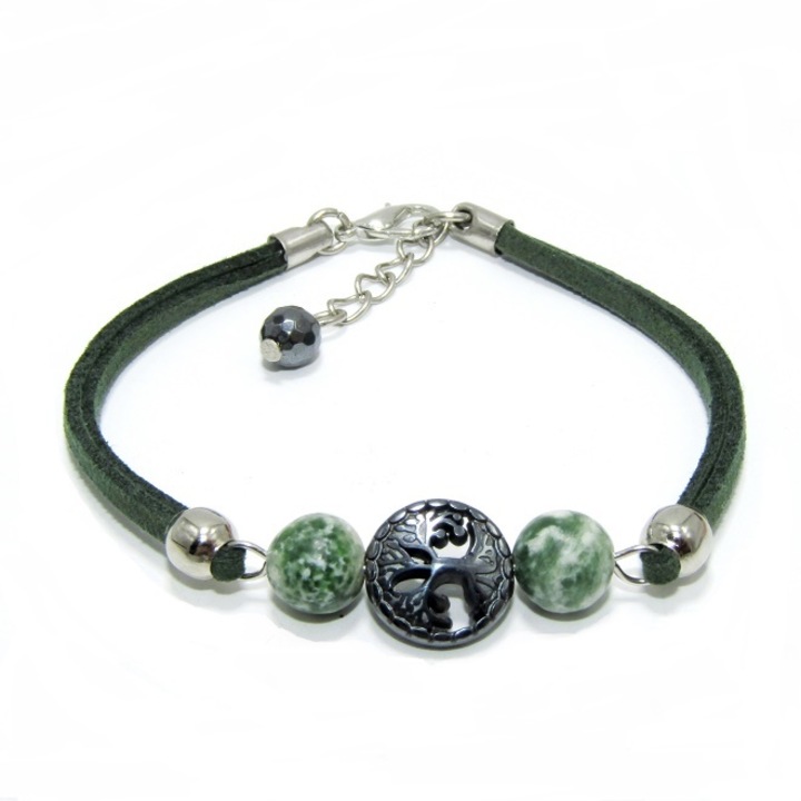 Bratara by Crystal4Art cu hematit sculptat si tree agat "Copacul vietii" handmade