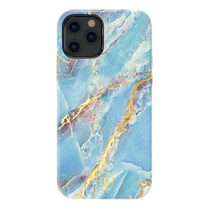 Husa iPhone 12 / 12 Pro Kingxbar Marble Series case decorated printed marble blue