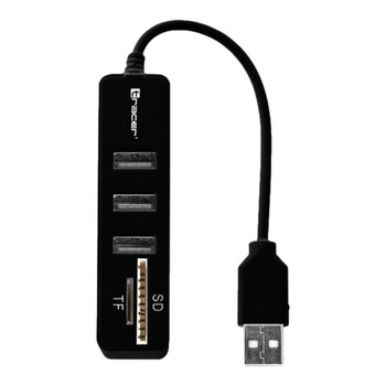 Cititor de card de memorie TRACER TRAPOD45693 All-In-One + HUB USB 2.0 CH4, Negru Cititor de card de memorie TRACER TRAPOD45693 All-In-One + HUB USB 2.0 CH4, Negru