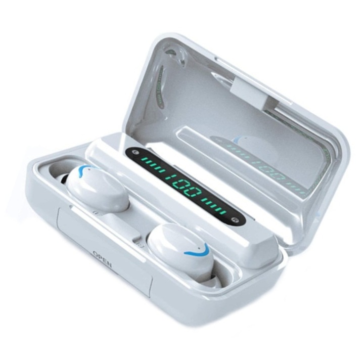 Casti In ear F9 Bluetooth, TWS, Wireless, Universal Alb - eMAG.ro