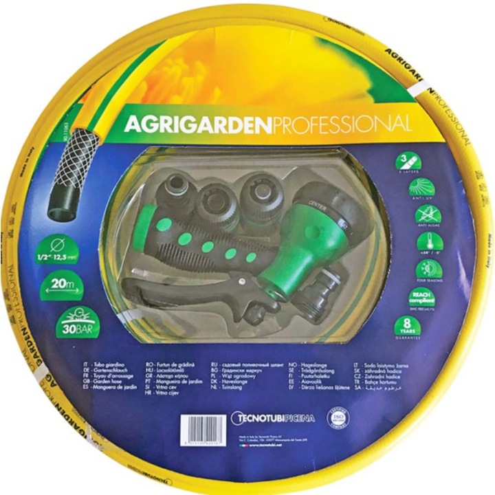 Kit profesional furtun pentru apa cu 4 accesorii pistol stropit 7 functii, conector furtun cu supapa, conector furtun, conector adaptor FE