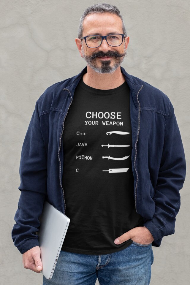 Персонализирана тениска за момче „Choose Your Weapon C++, Java, Python ...