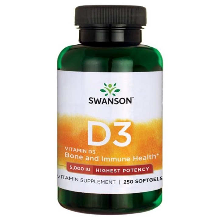 Swanson Vitamina D3, 5000 IU - 250 Capsule