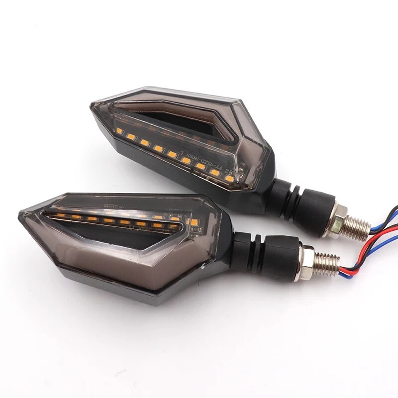 Комплект 2 сигнални лампи за мотоциклет, atv, 12v, опушено стъкло ...