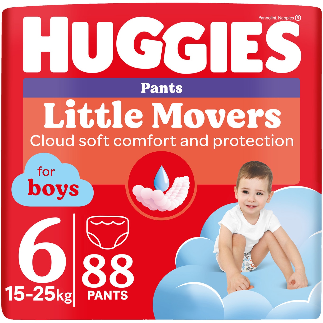 Pachet Scutece chilotel Huggies Little Movers 6, Boy, 15-25 kg, 88